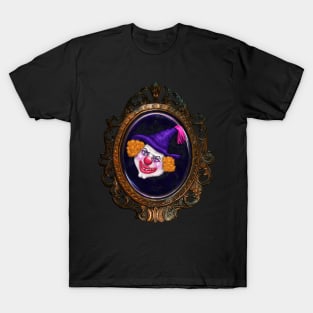 Zilko Creepy Clown in Copper Gothic Frame T-Shirt